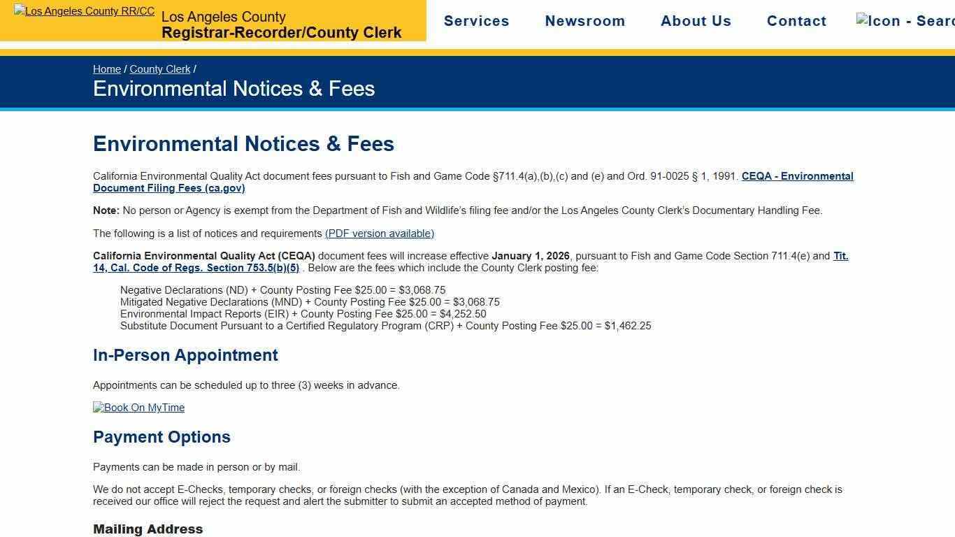 Environmental Notices & Fees