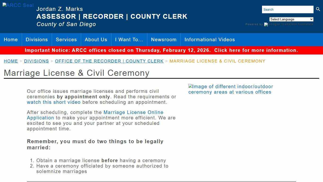 Marriage License & Civil Ceremony